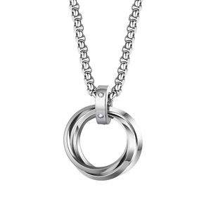 AA022066 서클 목걸이 커플 남성 여성 스테인레스 스틸 라운드 링 펜던트 목걸이 - Product Image 2