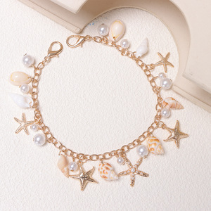 พวงกุญแจรูปตัวยูพร้อมโซ่ประดับปลาดาว หอยสังข์ ไข่มุก และโลหะผสมรูปสัตว์ทะเล สำหรับตกแต่งสไตล์วันหยุดพักผ่อนริมชายหาด - Product Image 3