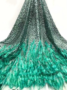 Nhà Máy Bán Buôn Sang Trọng 3D Đính Cườm Thêu Con Công Lông Ren Vải Đầy Màu Sắc Lưới Sequins Cho Giày Ăn Mặc Trang Trí - Product Image 2