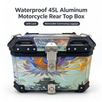 Coffre arrière de moto en aluminium étanche 45L avec serrure, bagages amovibles pour trajets quotidiens