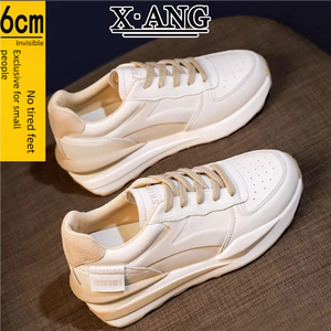 Chaussures de sport décontractées en cuir véritable A-Gan pour femmes, à semelle épaisse rehaussante, en maille respirante, nouveau style de marche printemps/été - Product Image 1