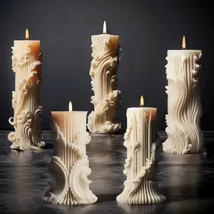LZ-194 DIY Heimdekoration europäische Zylinder 3D-Säule Wachs Kerzenherstellung Silikonformform für Duftkerze