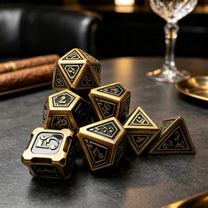 Juego de Dados Metálicos Geométricos en Relieve, Multicolor, Superficie Esmaltada, para Juegos de Rol de Mesa - Product Image 1