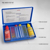 Kit de test d'eau de piscine en plastique 2-en-1 : pH, chlore et brome avec bloc de comparaison et réactifs