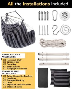 Fauteuil suspendu <span class=keywords><strong>XXL</strong></span> avec 2 coussins pour patio, véranda, chambre, jardin, intérieur et extérieur, comprend des kits de fixation - Product Image 3