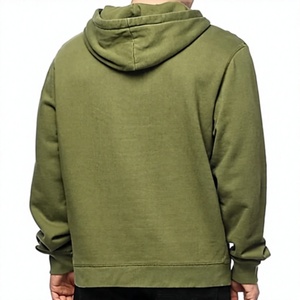 Men's Olive Green Hooded Sweatshirt Regular Fit 100% Cotton <b>Fleece</b> Casual Pullover with Front Pocket Breathable Winter Wear - Product Image 5