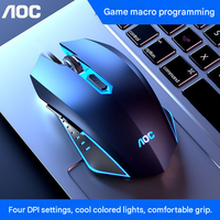Souris de jeu filaire AOC avec éclairage RGB respirant, 6 boutons programmables, ergonomique, USB pour PC, ordinateur portable, ordinateur de bureau, joueur