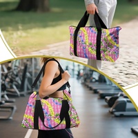 Sac de voyage et sac de sport unisexe en polyester pliable léger de grande capacité avec motif de fleurs d'hibiscus Aloha