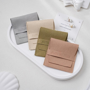 Pochette d'emballage de luxe personnalisée pour bijoux avec logo, sac enveloppe en microfibre pour bagues, pendentifs, colliers, boucles d'oreilles, cadeaux - Product Image 4