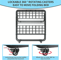 Lit pliant gain de place avec matelas, lit d'appoint mobile à roulettes, lit pliant robuste en métal pour appartement