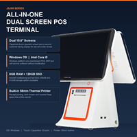 Terminal POS Layar Ganda 15.6 Sentuh Kapasitif Mesin Kasir Putih Windows I5 8GB Printer Thermal 58mm Terintegrasi Wi-Fi 6 POS