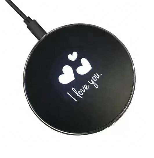 Promotion New Design 2023 LED Logo 10W Wireless Charging Metal Mobile Phone Charger Fast Charging Charger Custom Glow logo