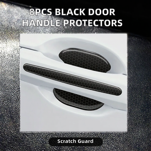 8 autocollants noirs anti-rayures pour poignées de porte, adhésifs réfléchissants pour la protection de la peinture des voitures, style tendance, garantie 1 an - Product Image 2