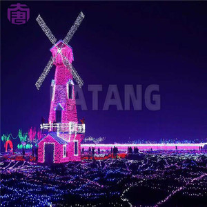 Molinillo de viento con luces LED de Navidad, luces decorativas luminosas para días festivos, IP65, decoraciones para interiores y exteriores, centros comerciales, patios y césped - Product Image 5