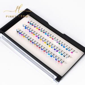 Cils individuels Pinky leem, marque privée, couleur diamant, paillettes, soie synthétique, plateaux colorés, extensions de cils - Product Image 4