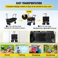 Chariot utilitaire pliable tout-terrain avec auvent amovible, chariot de transport à quatre roues pour le shopping, vente en gros par le fabricant, OEM
