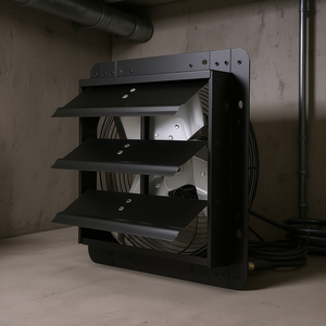 Ventilateur d'extraction mural 12 pouces, 10 vitesses réglables, avec contrôle de la température et de l'humidité, homologué ETL, en métal noir - Product Image 2