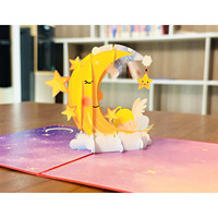 Carte de vœux en papier tridimensionnelle 3D, lune, étoile, rêve, amour, invitation