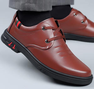 Chaussures décontractées de bureau et de carrière en cuir véritable pour hommes, imperméables, respirantes, antidérapantes, semelle en caoutchouc souple, saison automne/printemps, noir - Product Image 1