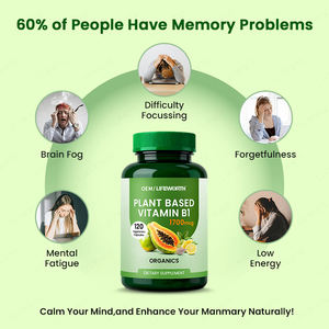 उच्च शुद्धता वाले पौधे-आधारित विटामिन बी <span class=keywords><strong>1</strong></span> थियामाइन मोनोनाइट्रेट प्रति बोतल के लिए वयस्क कैप्सूल प्रति बोतल 120 कैप्सूल - Product Image 3