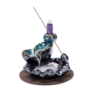 Brûleur d'encens à refoulement artisanal de style nouveau, en céramique créative, pour aromathérapie, support religieux pour bois de santal, pour la maison et l'intérieur - Product Image 5