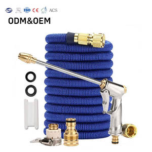 Tuyau d'eau haute pression extensible 3x de 30 m (100 pieds) léger et de haute qualité pour lavage de voiture avec pistolet à eau - Product Image 1