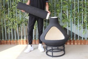 SEB KAMADO Outdoor Decorative Mexican Clay Chiminea Firepit Kamado Style Lena Chimenea with <strong>Chimney</strong> - Product Image 3