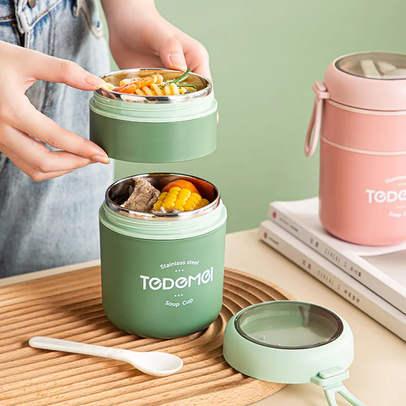 Portable 530 ml/710 ml Stainless Steel Lunch Box Thermal Jar Insulated Soup Thermos Lunchbox