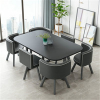 Luxuriöses Modernes Esszimmer-Set aus Vollholz und Metall mit 6 Sitzen – Tische und Stühle für Wohnzimmer und Restaurant