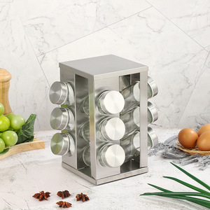 Organizador de cocina de acero inoxidable SYH1183, cajón de Metal, tarro de especias giratorio de madera, estante de almacenamiento de condimentos, diseño de uso de gabinete - Product Image 4