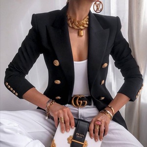 Costume décontracté <span class=keywords><strong>femme</strong></span> manteau <span class=keywords><strong>court</strong></span> automne hiver mode couleur unie coton rempli costume veste haut minceur veste - Product Image 4