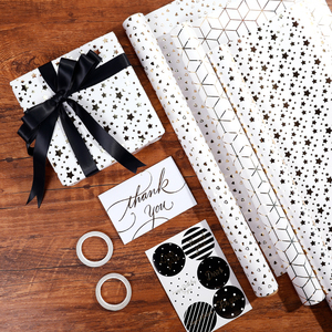 New Design Kids Holiday Disposable Coated Silicone Virgin Roll Hot Stamping Gift <b>Wrapping</b> <b>Paper</b> 43x300cm - Product Image 2