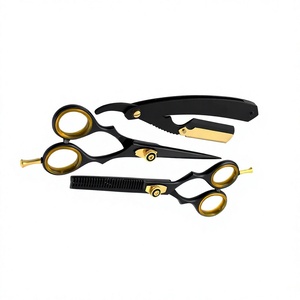 ASAP - Juego de Tijeras de Peluquería Profesionales de Acero Inoxidable Negro Mate para Diestros, Mango Largo, 28 Dientes, Tijeras de Peluquero para Salón - Product Image 1