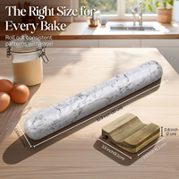 Rouleau à pâtisserie en marbre français naturel avec support en bois, rouleau à pâte antiadhésif pour la pâtisserie, le fondant, la croûte, les biscuits