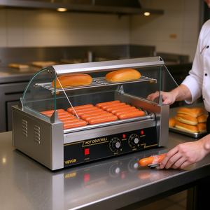 Grille électrique Vevor pour hot-dogs, capacité 18, en acier inoxydable, double contrôle de température, chauffe-aliments commercial - Product Image 2