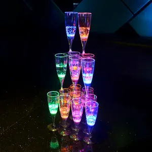 Wine Goblets Glassware Drinks Activated LED Light Up Long Stem Private Label Plastic Champagne Flutes