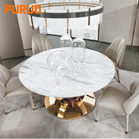 Îlot de cuisine turc haut de gamme Puruo, plateau en bois brut, base en acier et cuir, table ronde de salle à manger de 120 cm et chaises pour 4 personnes