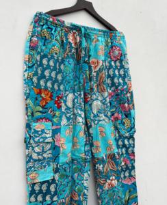 Unisex Summer Festival Pajamas Hippie Boho Indian Style Elastic Waist Jogger <b>Colourful</b> Funky Cotton Patchwork Design Hip Hop - Product Image 3