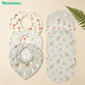 Lot de bavoirs imprimés pour bébé en coton doux interlock, réversibles et absorbants, pour nourrisson, vente en gros - Product Image 1