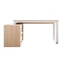 Bureau d'ordinateur en bois moderne en forme de L, design extensible, taille personnalisable pour usage commercial en bureau
