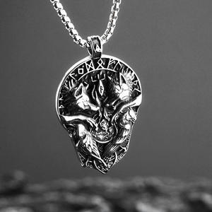 Pendentif pour homme en acier inoxydable de style nordique rétro, charme à l'effigie d'un animal viking, bijou thématique, cadeau - Product Image 4