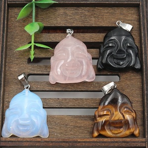 Kalung jimat keberuntungan liontin Buddha ukir Quartz mawar alami untuk pria wanita hadiah perhiasan penyembuhan Spiritual - Product Image 4
