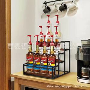 Étagère à condiments multi-niveaux en fer et bois, 21,6 pouces, 3 niveaux, organisateur de rangement pour comptoir de cuisine - Product Image 5
