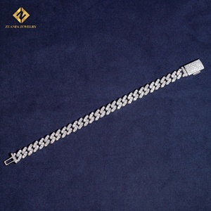 Lab Grown Diamond Bracelet Popular Cuban Chain Cuban Link Chain Necklace Bracelet <b>Men</b> Iced Out Diamond 925 - Product Image 3