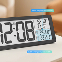 Kalender Rumah Tangga Dalam dan Luar Ruangan Nirkabel Suhu Kelembaban Layar Digital Besar Stasiun Cuaca Jam dengan Sensor