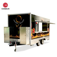 Remorque de restauration mobile personnalisée avec logo et publicité sur mesure, équipée d'une gril et d'une friteuse, remorque BBQ à vendre