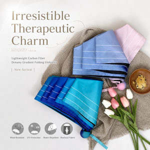 ร่มพับกันแดดกันฝนน้ำหนักเบา ลายไล่เฉดสี ป้องกันรังสียูวี UPF50+ โครงคาร์บอนไฟเบอร์ - Product Image 6