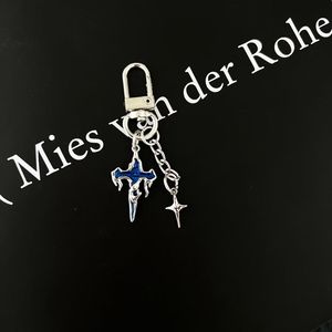 New Alloy Star Moon Keychain Creative Four Pointed Stars Accessories <b>Key</b> <b>Ring</b> Pendant Backpack Decoration Women <b>Men</b> Jewelry Gift - Product Image 3