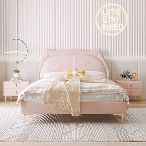 Prenses tek deri yatak çocuklar için 1.5m katı ahşap pembe karikatür kedi tasarım yatak odası yemek odası için Internet ünlü favori - Product Image 3