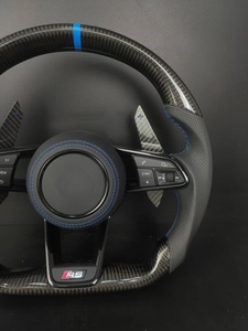 Volant personnalisé en fibre de carbone pour <span class=keywords><strong>Skoda</strong></span> <span class=keywords><strong>Octavia</strong></span> <span class=keywords><strong>RS</strong></span> VRS |   Cuir véritable pour surpiqûres bleues |   Amélioration de l'intérieur des voitures de sport - Product Image 6